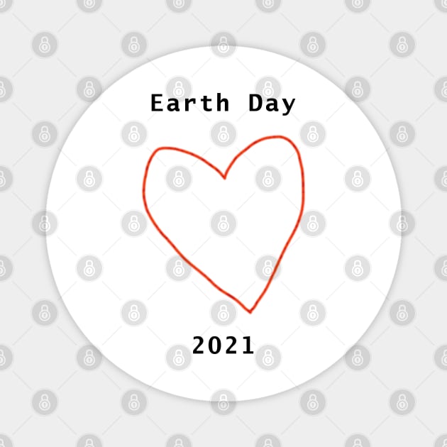 Red Heart Outline for Earth Day 2021 Magnet by ellenhenryart